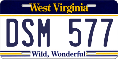 WV license plate DSM577