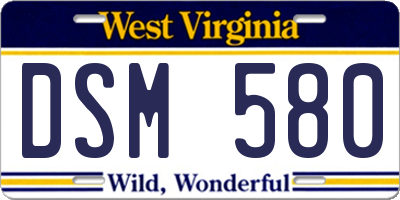 WV license plate DSM580