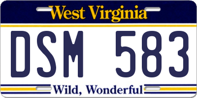 WV license plate DSM583
