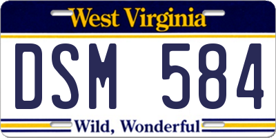 WV license plate DSM584