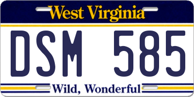 WV license plate DSM585