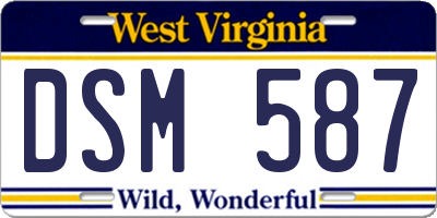 WV license plate DSM587