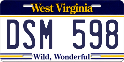 WV license plate DSM598