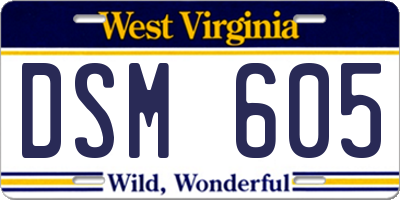WV license plate DSM605