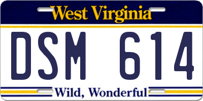 WV license plate DSM614
