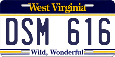 WV license plate DSM616