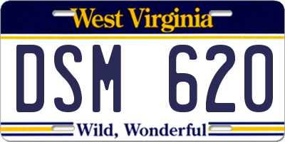 WV license plate DSM620