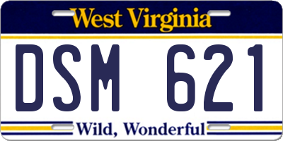 WV license plate DSM621