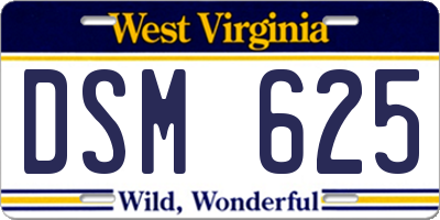 WV license plate DSM625