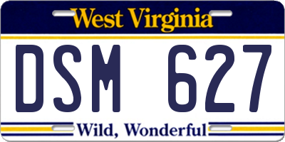 WV license plate DSM627
