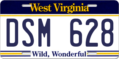 WV license plate DSM628