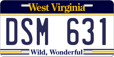 WV license plate DSM631