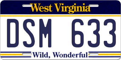 WV license plate DSM633