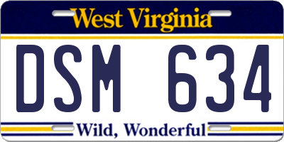 WV license plate DSM634