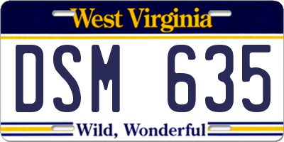 WV license plate DSM635