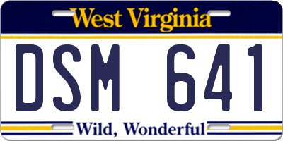 WV license plate DSM641