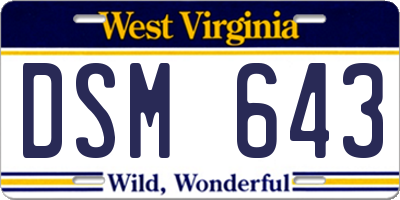 WV license plate DSM643