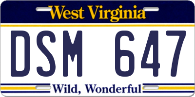 WV license plate DSM647