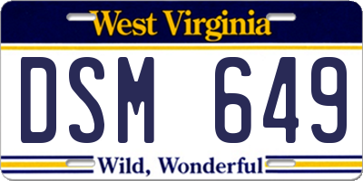 WV license plate DSM649