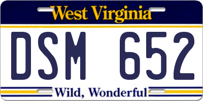 WV license plate DSM652