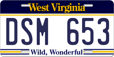 WV license plate DSM653