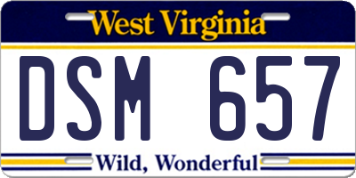 WV license plate DSM657