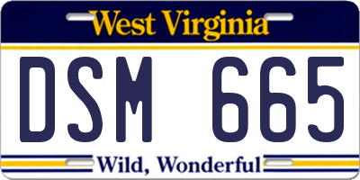 WV license plate DSM665