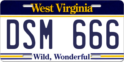 WV license plate DSM666