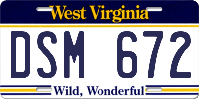 WV license plate DSM672