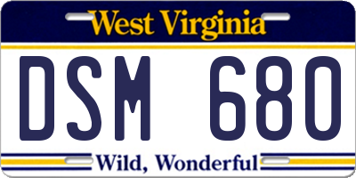WV license plate DSM680