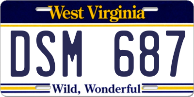 WV license plate DSM687