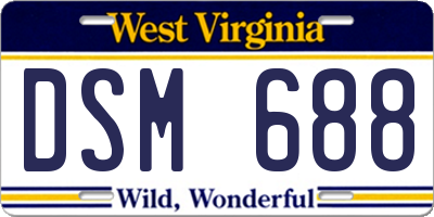 WV license plate DSM688