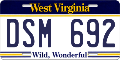 WV license plate DSM692