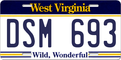 WV license plate DSM693