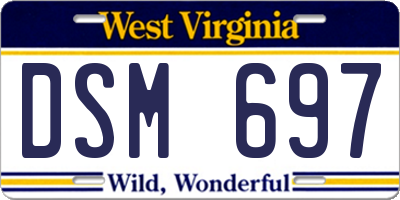 WV license plate DSM697