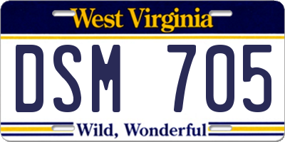 WV license plate DSM705
