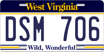 WV license plate DSM706