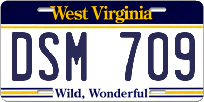 WV license plate DSM709