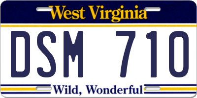 WV license plate DSM710