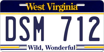 WV license plate DSM712