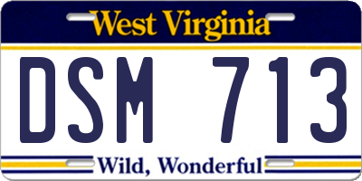 WV license plate DSM713