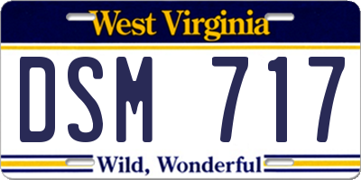 WV license plate DSM717