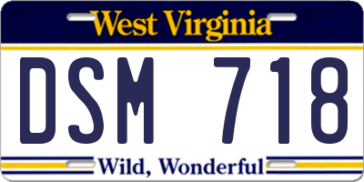 WV license plate DSM718