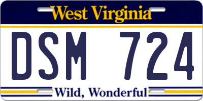 WV license plate DSM724