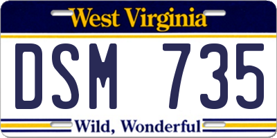 WV license plate DSM735