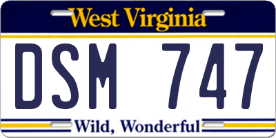 WV license plate DSM747
