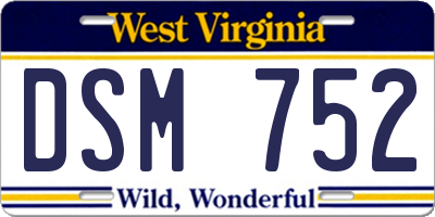 WV license plate DSM752