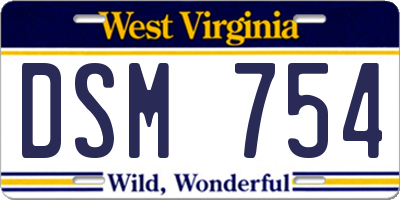WV license plate DSM754