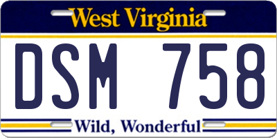 WV license plate DSM758