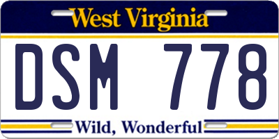 WV license plate DSM778